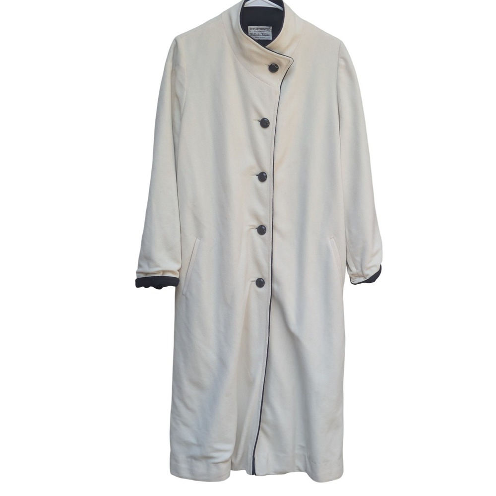 Vintage Wellington Fashions Kaskmiracle Cream Long Coat Mock Neck Made in USA - Picture 2 of 4